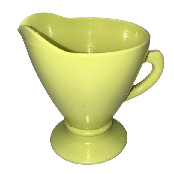 Vintage 1940s Hazel-Atlas Moderntone Platonite Bright Yellow Cream & Sugar Set - Picture 3 of 11